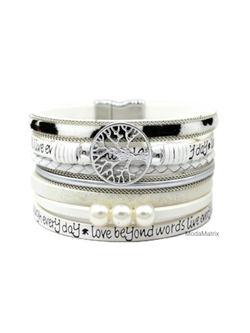 Women's Multi-layer Woven Leather Wrap Bracelet with Tree of Life Pendant
